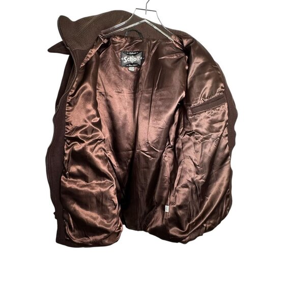 SCHOTT Mens Wool jacket coat size Large Brown Cargo pockets - Picture 6 of 8